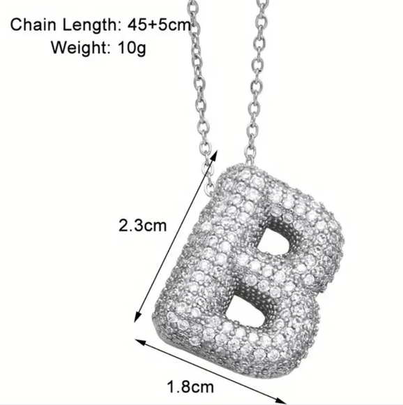 Elegant Silver Initial 'B' Pendant Necklace - Picture 3 of 3